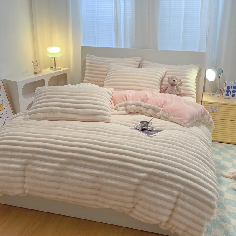 Solid Color Duvet Cover Set, 3 Counts/Set Including 1 Duvet Cover & 2 Pillowcase without Filler, Room Accessories Soft Comfortable Bedding Set for Home Bedroom Hotel, Washable Covers