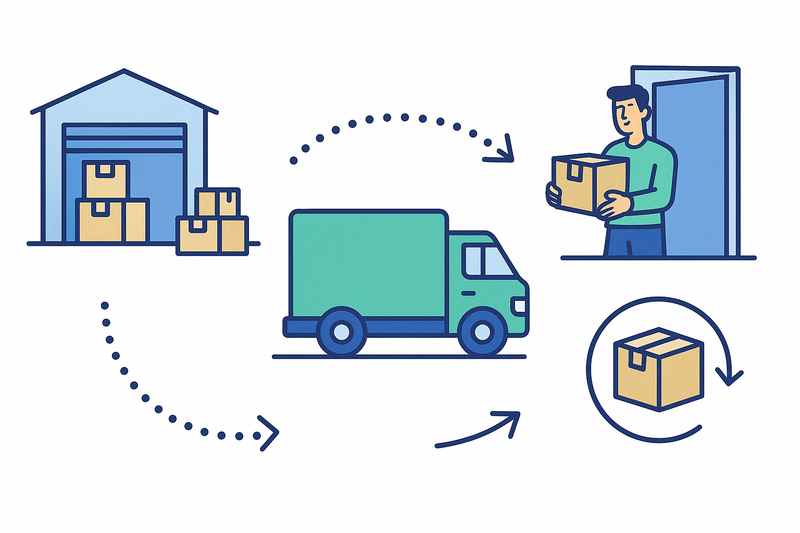 shipping and return animation